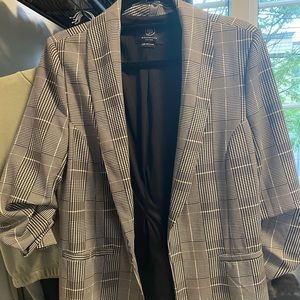 Black and white plaid blazer